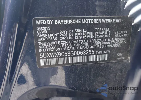 2016 BMW X3 xDrive28I from USA, damaged, VIN 5UXWX9C58G0D63255